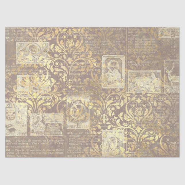 Papier Mousseline Ephemera Gold Paper Series Design 11 (Recto)