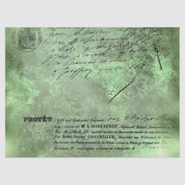 Papier Mousseline Ephemera Green Paper Series Design 18 (Recto)