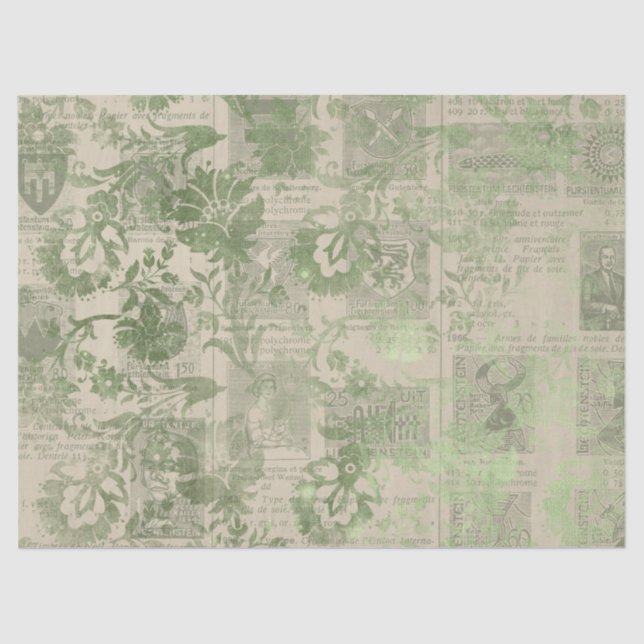 Papier Mousseline Ephemera Green Paper Series Design 23 (Recto)