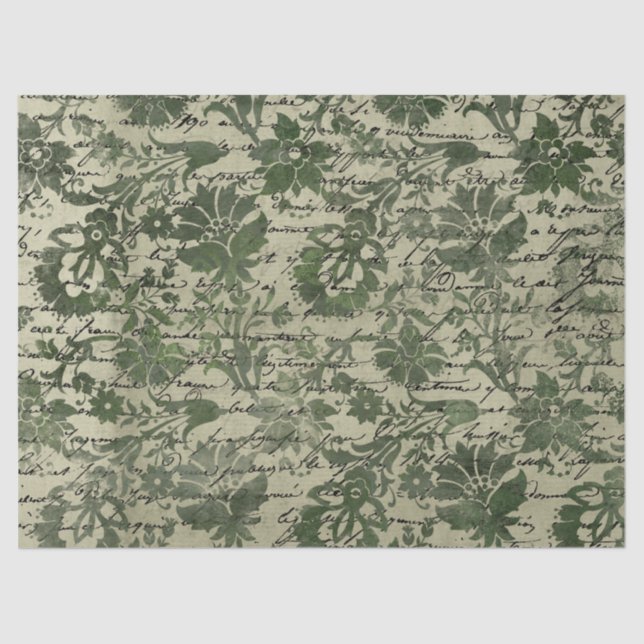 Papier Mousseline Ephemera Green Paper Series Design 6 (Recto)