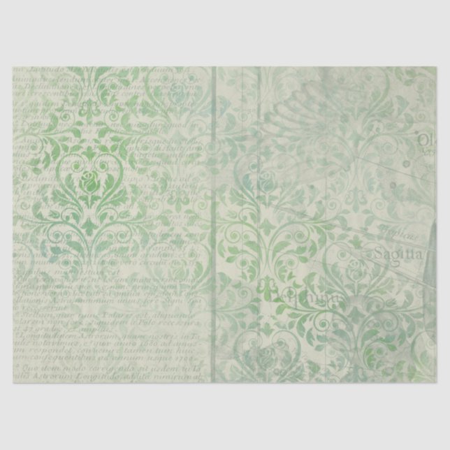 Papier Mousseline Ephemera Green Paper Series Design 7 (Recto)