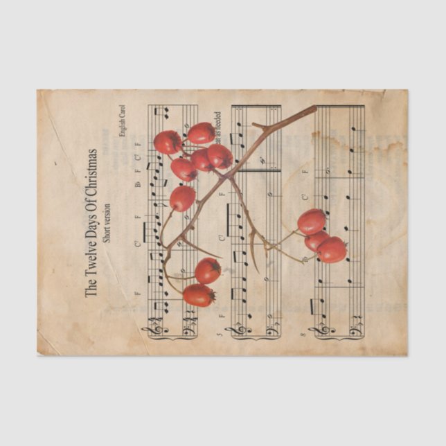 Papier Mousseline Ephemera Les Douze Jours de Découpage de Noël (Recto)