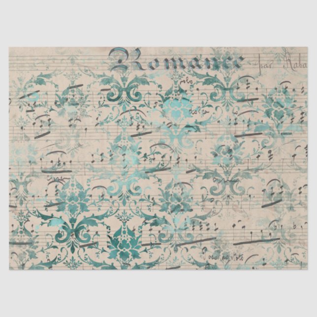 Papier Mousseline Ephemera Turquoise Papier Series Design 1 (Recto)