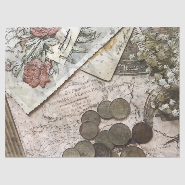 Papier Mousseline  Ephemera Vintage Découpage papier papier (Recto)