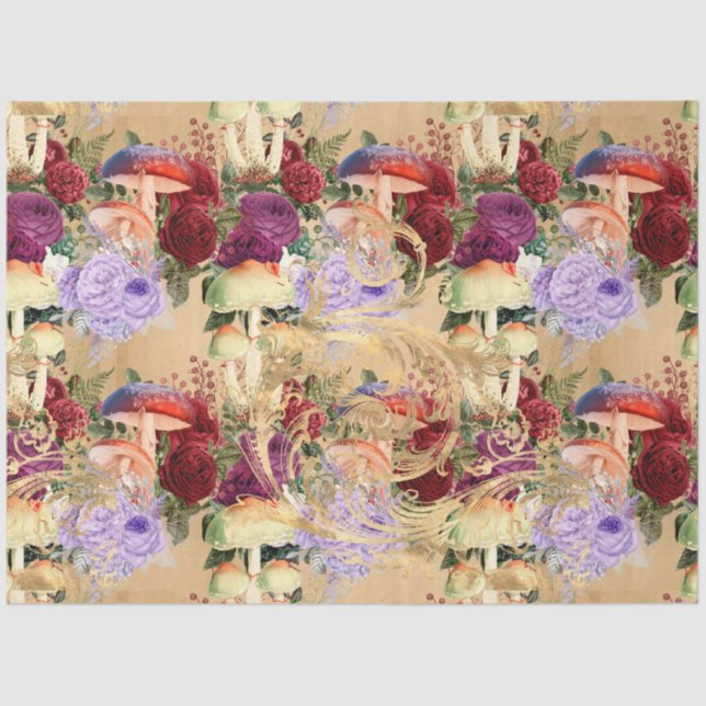 Papier Mousseline Ephémère aux champignons série de design #3 (Recto)