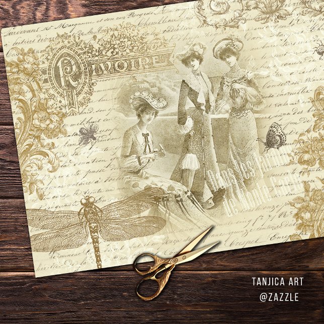 Papier Mousseline Ephémère Beige Vintage (Créateur téléchargé)