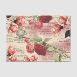 Papier Mousseline Éphémère blanche rose Rose vintage