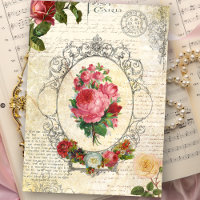 Ephémère de découpage Rose français antique