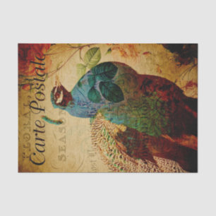 Papier Mousseline Ephémère de France Peacock Rose Floral Decoupage