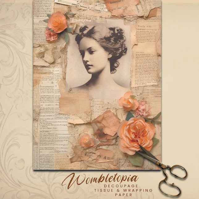 Papier Mousseline Ephémère de la Pêche antique Découpage en fleurs v (Créateur téléchargé)