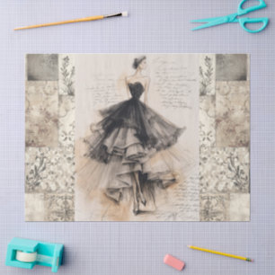 Papier Mousseline Éphémère de la robe Vintage victorienne déprimée