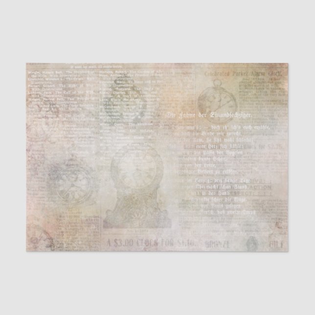 Papier Mousseline Ephémère de l'horloge vintage (Recto)