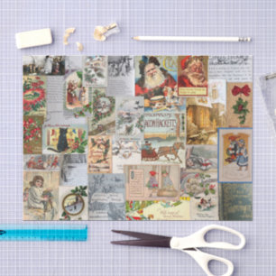 Papier Mousseline Ephémère de Noël victorienne antique Collage Art