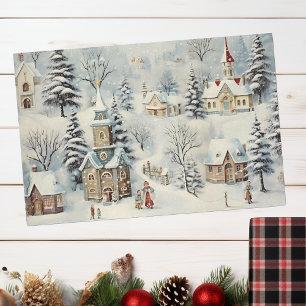 Papier Mousseline Ephémère d'hiver de Noël du village vintage