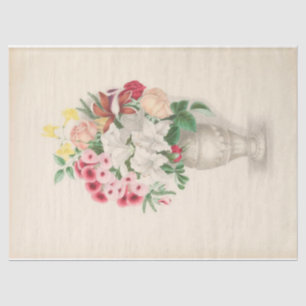 Papier Mousseline Ephémère florale Découpage Vase rose blanc