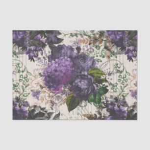 Papier Mousseline Ephémère florale pourpre
