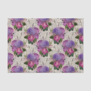 Papier Mousseline Ephémère florale pourpre