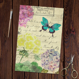 Papier Mousseline Ephémère papillon floral de printemps