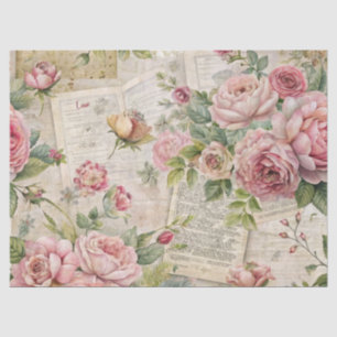 Papier Mousseline Ephémère rose florale Élégante Vintage inspirée