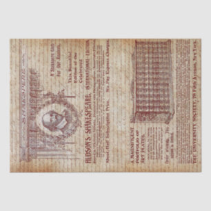 Papier Mousseline Éphémère Vintage antique Shakespeare écriture manu