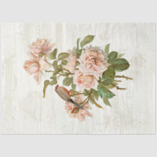 Papier Mousseline Ephémère vintage Fleurs Botaniques Oiseaux Découpa