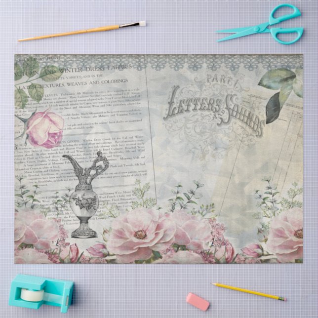 Papier Mousseline Éphémère Vintage Shabby Chic (Artisanat)