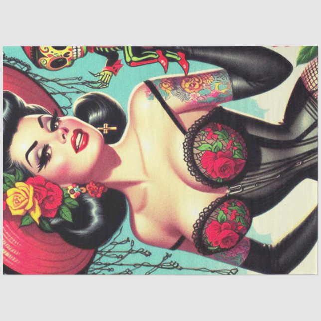 Papier Mousseline Épingle de sorcière tatouée (Recto)