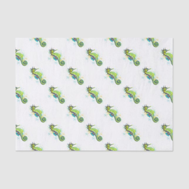 Papier Mousseline Épingle jaune vert de l'hippocampe (Recto)