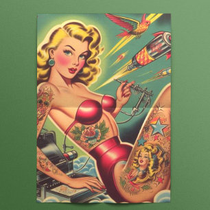 Papier Mousseline Épingle tatouée vintage vers le haut