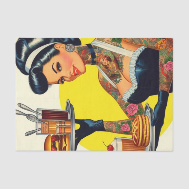 Papier Mousseline Épinglette de serveuse vintage (Recto)