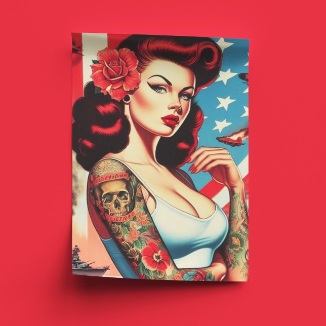 Papier Mousseline Épinglette de tatouage Vintage à chaud (Créateur téléchargé)