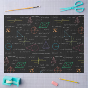 Papier Mousseline Équations mathématiques colorées Formules mathémat