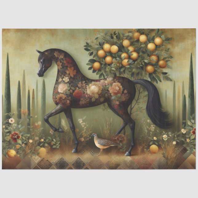 Papier Mousseline Équine Élégant, Cheval, Découpage (Recto)