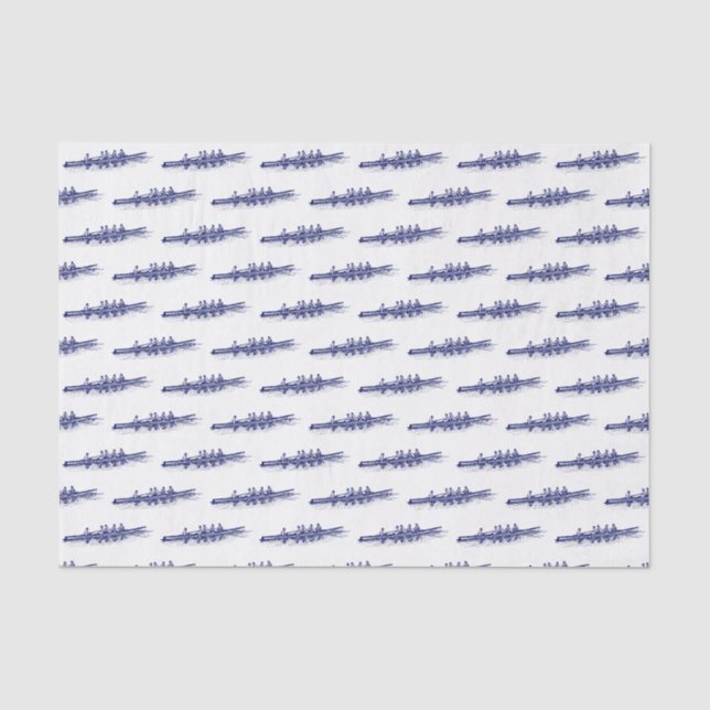 Papier Mousseline Équipe de rameurs de l'équipage de rame bleu Sport (Recto)