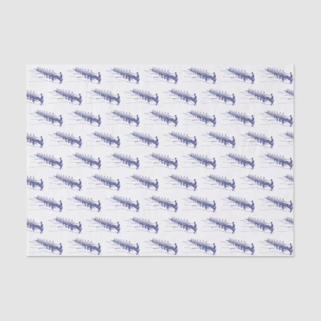 Papier Mousseline Équipe de rameurs de l'équipage de rame bleu Sport (Recto)