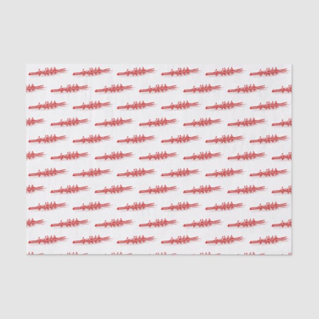 Papier Mousseline Équipe de sports nautiques Red Rowing Rowers (Recto)