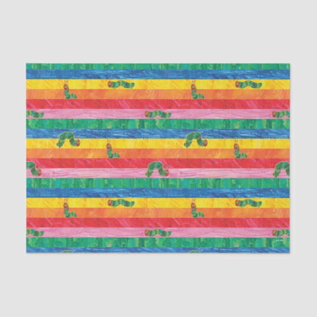 Papier Mousseline Eric Carle | Caterpillar Rainbow Stripe Motif (Recto)