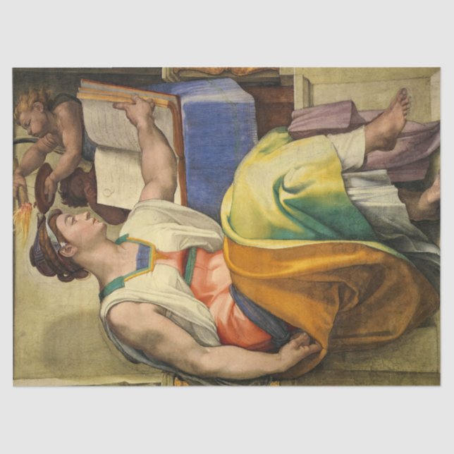 Papier Mousseline Erythraean Sibyl par Michelangelo (Recto)