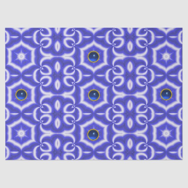 PAPIER MOUSSELINE ESCALIERS ABSTRAITS, ESCALIER BLEU ET PIERRE SAPPH (Recto)