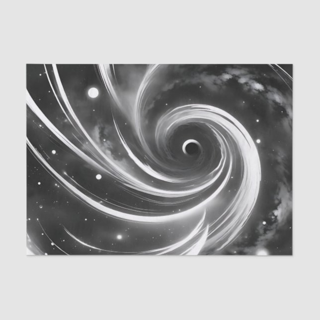 Papier Mousseline Espace Abstrait noir et blanc (Recto)