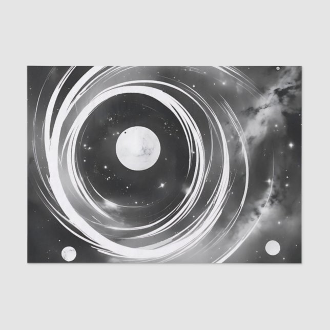 Papier Mousseline Espace noir et blanc galactique (Recto)