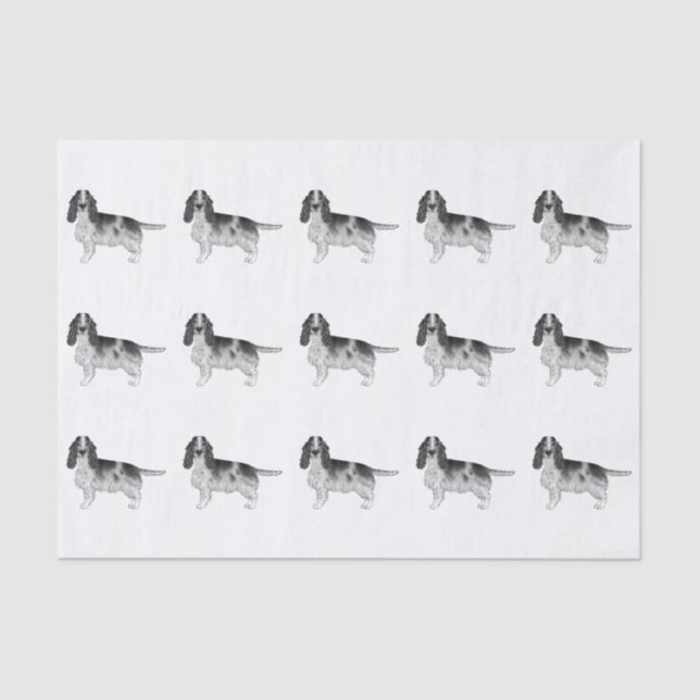 Papier Mousseline Espagnol Cocker Anglais En Motif Noir Et Blanc (Recto)