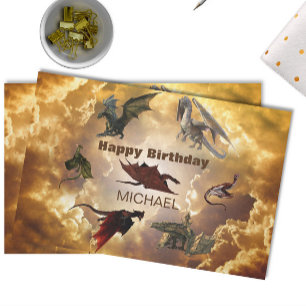 Papier Mousseline Espèces de dragons Fantaisie amusante Anniversaire