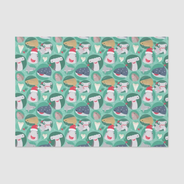 Papier Mousseline Espèces de requins Noël (Recto)