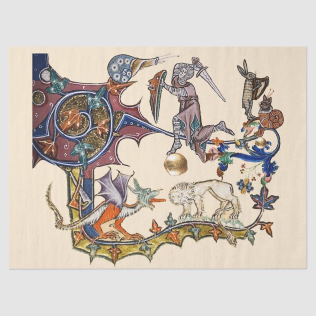 Papier Mousseline ESSENCE DE GUERRE BESTIAIRE MÉDIÉVALE vs Chevalier (Recto)