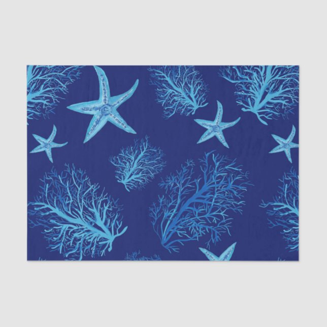 Papier Mousseline Estarfish-corail bleu turquoise (Recto)