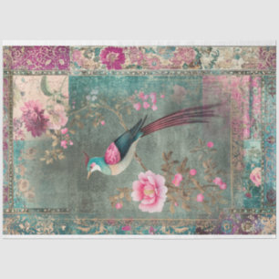 Papier Mousseline Esthétique orientale faisan oiseau motif éclectiqu