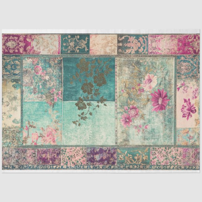 Papier Mousseline Esthétique orientale Motifs patchwork éclectiques (Recto)