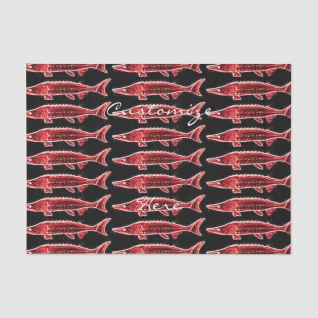 Papier Mousseline esturgeons rouges Thunder_Cove noir (Recto)