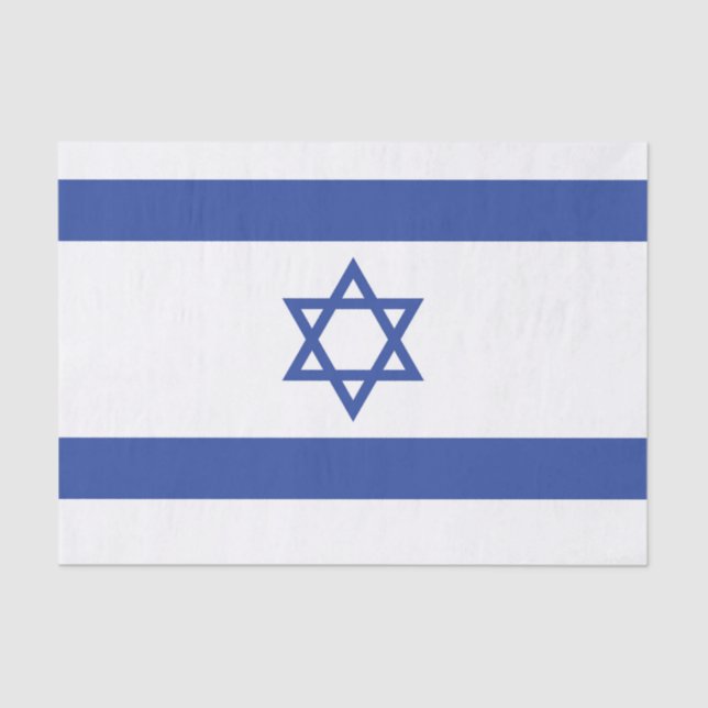 Papier Mousseline Etat d'Israël Drapeau, Étoile de David Juifs (Recto)